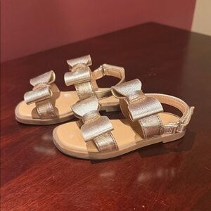 Cat & Jack Gold Kids Sandals with Bow Accents